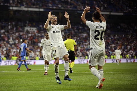 Real Madrid's Gareth Bale and Marco Asensio during a Spanish La Liga match at the Santiago Bernabeu stadium in Madrid. (File Photo | AP)
