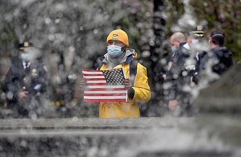 The 'Make America Great Again' protesters rallied despite a coronavirus stay-at-home order in New York. (Photo | AFP)