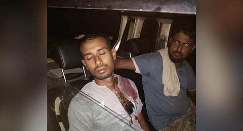 Injured Mustaq taken to the hospital in Hubballi. (Photo | Express)