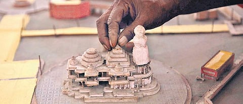 A model of Ram Mandir kept at Kar Sevakpuram in Ayodhya. (File Photo| Shekhar Yadav, EPS)