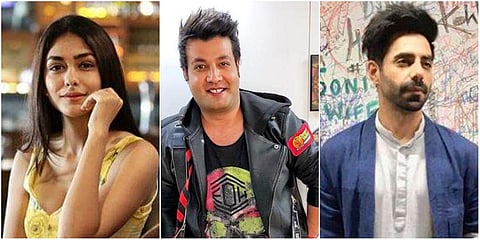 (From left) Actors Mrunal Thakur, VArun Sharma and Aparshakti Khurana