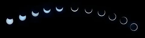 The partial phase of the eclipse begins at 9.16 am and ends at 3.04 pm. (Photo | Manu R Mavelil, EPS)