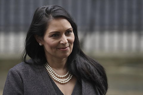 In this file dated Thursday, Feb. 13, 2020, British Lawmaker Priti Patel, the Home Secretary leaves 10 Downing Street in London. (Photo | AP)