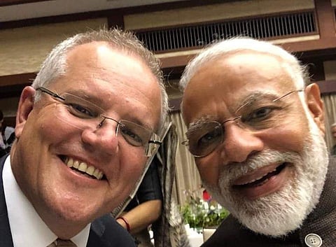 Australian Prime Minister Scott Morrison and PM Modi. (File photo | Twitter)