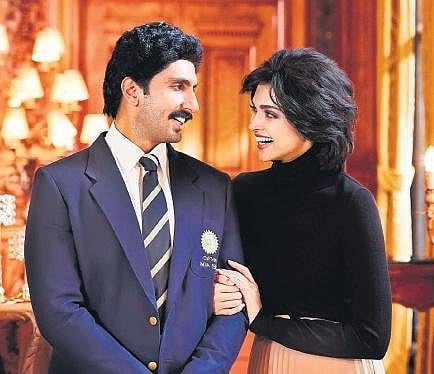 Ranveer Singh and Deepika Padukone in a still from '83'