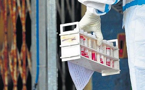 Swabs of Covid suspects collected at BIMS Hospital, Belagavi on Tuesday | ashishkrishna H P