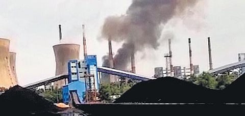 File photo of the thick smoke emerging out of the boiler blast from Neyveli Lignite Corporation’s Unit-V of thermal power plant in Cuddalore| special arrangement