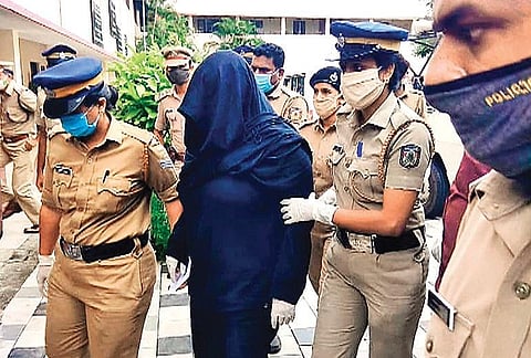 Swapna Suresh being brought to the NIA court in Kochi on Monday | Express