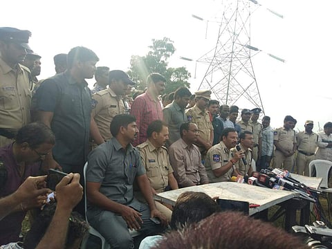 Cyberabad Police Commissioner CV Sajjanar talks to reporters on the encounter of the accused in the Hyderabad vet's rape-murder. (File Photo | EPS)