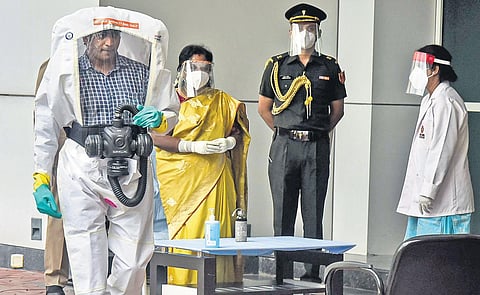 Telangana Governor Dr Tamilisai Soundararajan at the Covid plasma bank in ESIC Hospital on Saturday | VINAY MADAPU