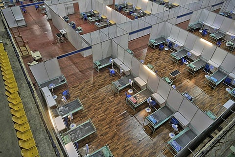 Koramangala Indoor stadium in Bengaluru, has been turned into a Covid care Centre. (Photo | Meghana Sastry, EPS)
