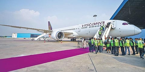 Airbus A321neo now, the Boeing 787-9 Dreamliner then. This from the Vistara launch in New Delhi. (File Photo | PTI)