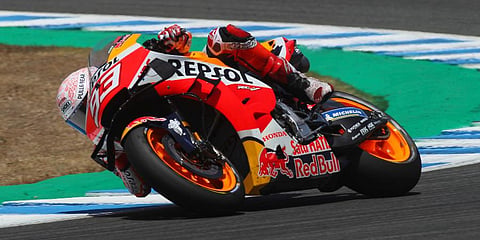 MotoGP rider Marc Marquez of Spain steers his motorcycle during the Spanish Motorcycle Grand Prix. (Photo | AP)