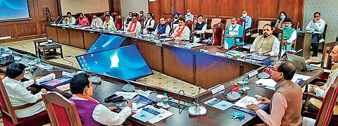 Madhya Pradesh Chief Minister Shivraj Singh Chouhan holds a Cabinet meeting after its expansion earlier in the day in Bhopal on Thursday | PTI