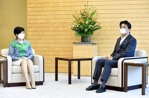 Gov. Yuriko Koike met with Abe a day after she won her second term representing the Japanese capital in an overwhelming election victory. (Photo | AP)