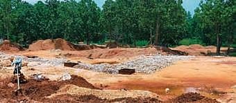 An illegal quartz stone quarry in Sarashkana block of Mayurbhanj district. (Photo| EPS)