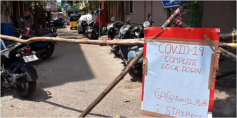 A street in Chennai barricaded to prevent COVID-19 spread. (File Photo| R Satish Babu/EPS)