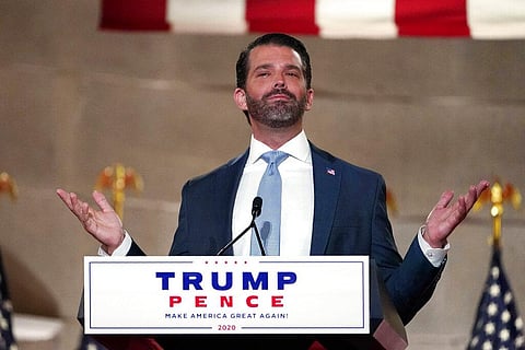 Donald Trump Jr., speaks as he tapes his speech for the first day of the Republican National Convention in Washington. (Photo | AP)