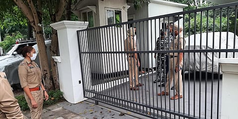 Police keep guard at former Punjab DGP SS Saini's house in Chandigarh. (Photo| EPS)