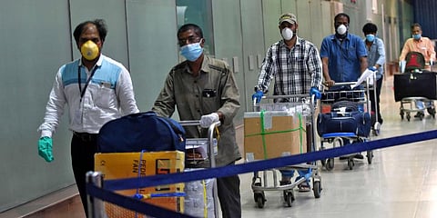 Indian citizens evacuated as part of the Vande Bharat Mission arrive at the Anna International Airport in Chennai. (Photo | Special Arrangement)