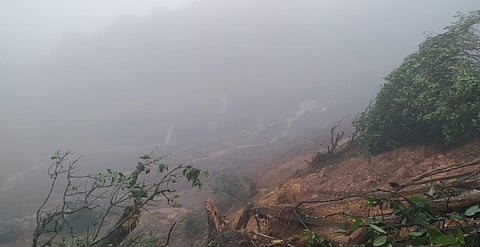 A shot of the landslide that occurred at midnight.