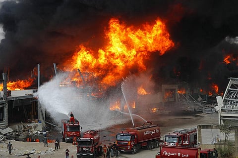 Fire burns in the port in Beirut, Lebanon, Thursday, Sept. 10. 2020. (Photo | AP)