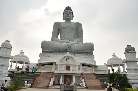 Dhyana Buddha statue at Amaravati in Guntur. (Photo | EPS)