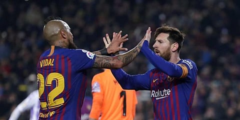 Lionel Messi and Arturo Vidal. (File Photo | AP)