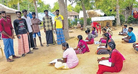 Four young engineering graduates are teaching students from Classes 6 to 10 in Thondaiman Oorani village in Pudukkottai | Express