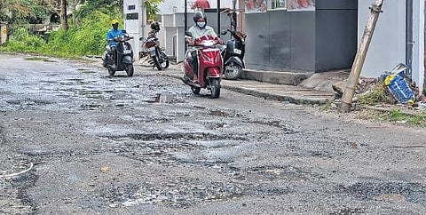 The dilapidated Pipinmoodu-Golf Links road is proving to be a nighmare for motorists