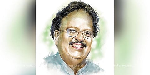 SP Balasubrahmanyam (Tapas Ranjan | Express Illustration )