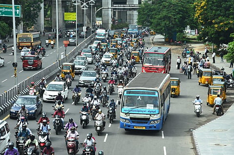 Traffic in Chennai is busy again after the government relaxed the lockdown (Express/Ashwin Prasath)
