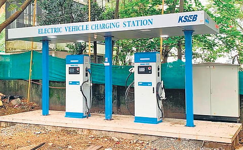 KSEB’s EV charging station, which is getting ready at Palarivattom