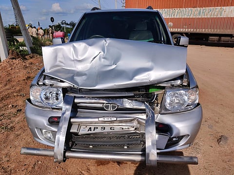 The car that was damaged in the accident