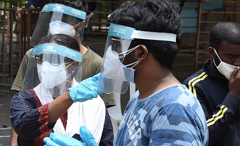 People at a coronavirus testing centre in Hyderabad (Photo | RVK Rao, EPS)