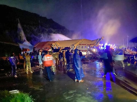 Air India's Dubai-Kozhikode flight split into two on Karipur runway. (Photo | PTI)