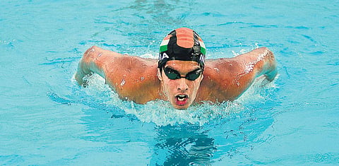 Srihari Nataraj seen during a practice session in Bengaluru in this file photo. | Shriram BN