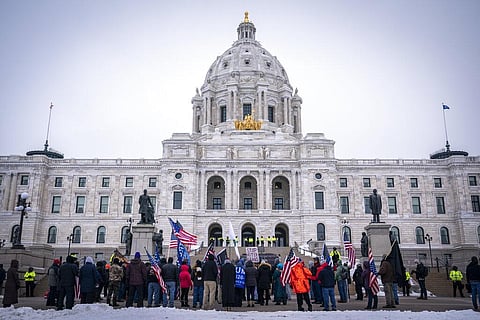 Supporters gather during a rally supporting President Trump at the Minnesota Capitol, Saturday, Jan. 9, 2021 in St. Paul, Minn. (Photo | AP)