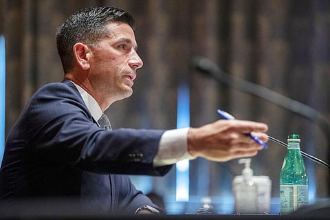 In this Sept. 23, 2020, file photo, acting Secretary of Homeland Security Chad Wolf testifies before the Senate Homeland Security and Governmental Affairs committee. (Photo | AP)
