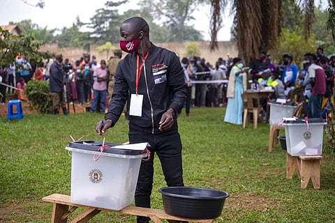 A Ugandan man votes in Kampala, Uganda, Thursday, Jan. 14, 2021. (Photo | AP)