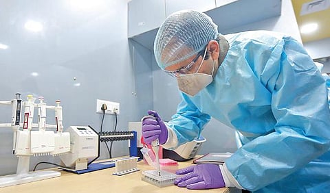 A medic at the Spicehealth Genome Sequencing Laboratory. (Photo | Shekhar Yadav, EPS)
