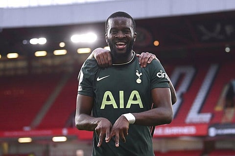 Tottenham Hotspur's Tanguy Ndombele celebrates scoring their third during match against Sheffield United at the Bramall Lane stadium in Sheffield, England, Sunday, Jan.17, 2021. (Photo | AP)