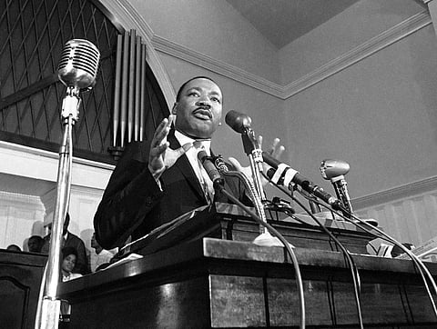In this 1960 file photo, Martin Luther King Jr. speaks in Atlanta. (Photo | AP)