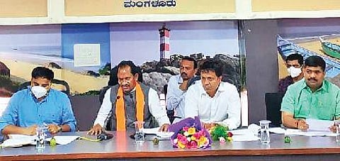 Animal Husbandry Minister Prabhu Chauhan chairs a review meeting of his department in Mangaluru on Tuesday