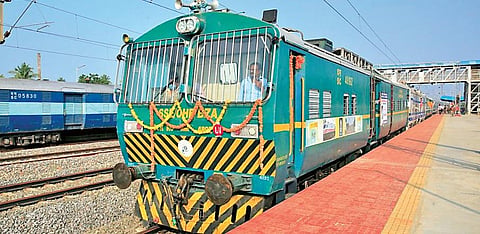 South Central Railway commissions electric traction on 106-km stretch of Vijayawada-Bhimavaram Town section. (Photo | Express)