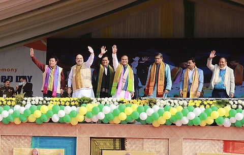 Union Minister Amit Shah at Kokrajhar. (Photo | @AmitShah, Twitter)
