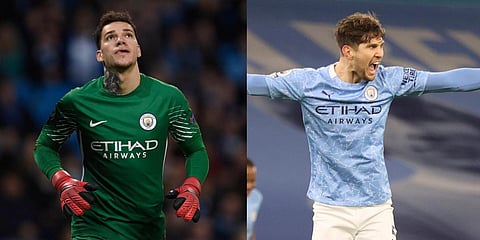 Manchester City's Ederson (L) and John Stones (Photo| Facebook and AP)