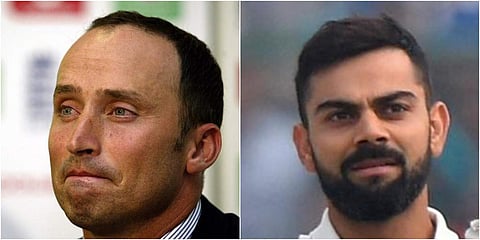 Former England skipper Nasser Hussain (L) and Indian captain Virat Kohli (File photo| AFP and PTI)