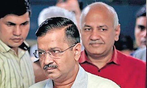 Delhi Chief Minister Arvind Kejriwal with Deputy Chief Minister Manish Sisodia
