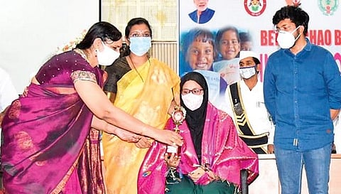 Dr Syed Sameera Bhanu being felicitated by Joint Collector M Gowthami on the occasion of International Women’s Day in Kadapa I Express